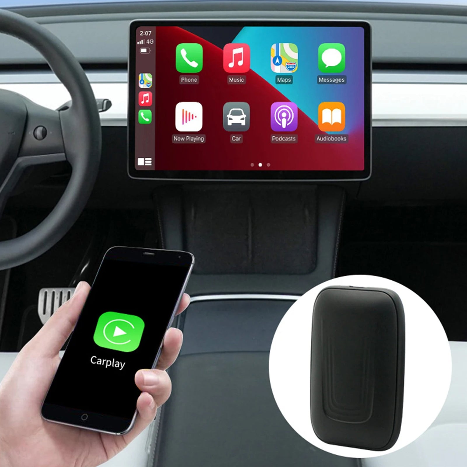 Wireless CarPlay Adapter For Tesla Model 3 / Y / X / S Wireless Adapter Convert Wired to Wireless Wireless CarPlay Adapter For Tesla Model 3 / Y / X / S Wireless Adapter Convert Wired to Wireless